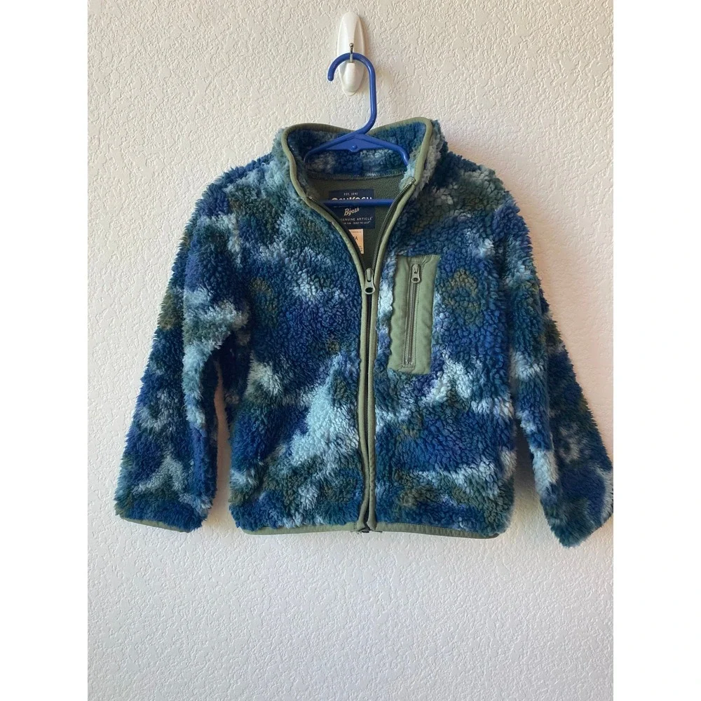 OshKosh B'gosh Kids Camo Sherpa Fleece Full Zip Jacket Size 4T Blue